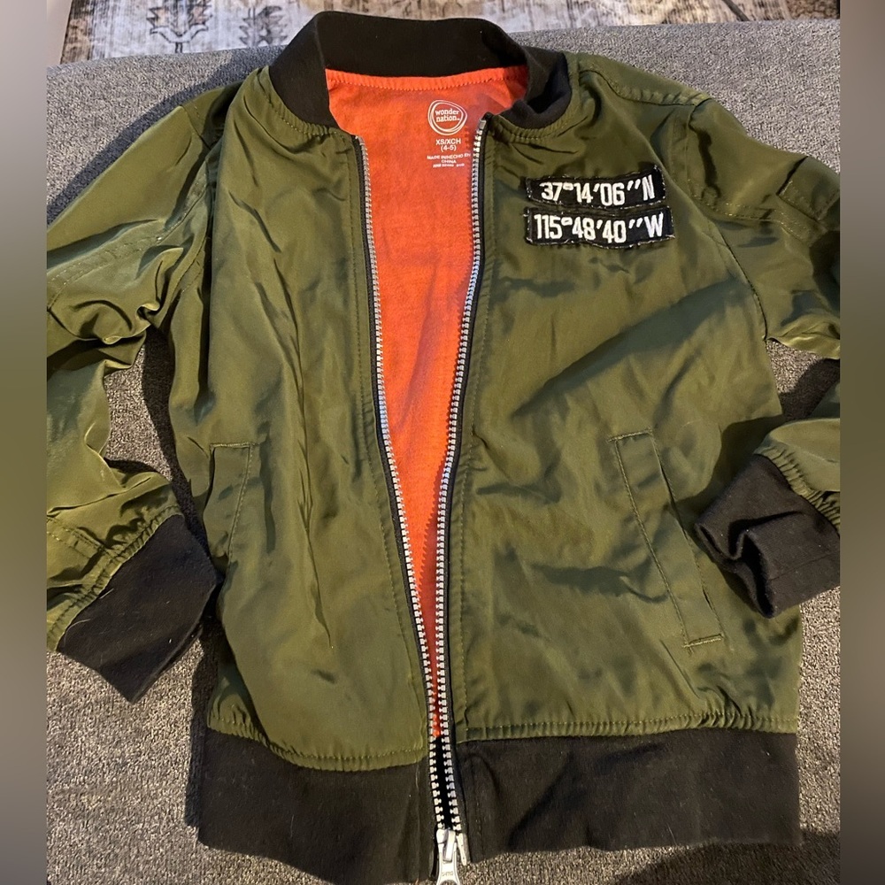 Wonder nation extra small boys 4-5 green bomber jacket